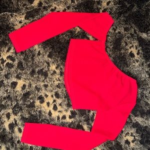 Off shoulder red top